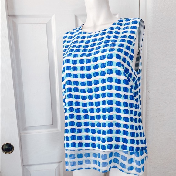 Kate Spade Abstract Blue White Tank Sleeveless Top - Picture 4 of 8